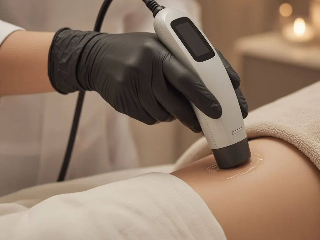 Zabieg falą uderzeniową STORZ Medical na udzie